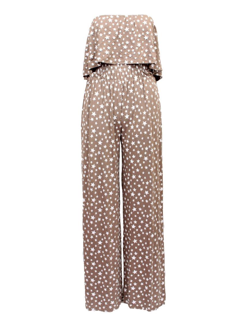 Star print jumpsuit in Mocca
