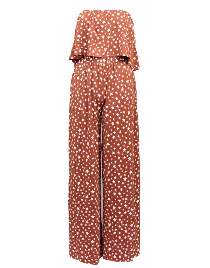 Star print jumpsuit in Rust