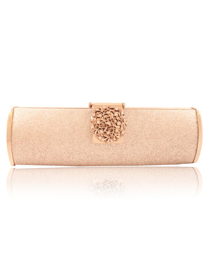 Metallic silver clutch