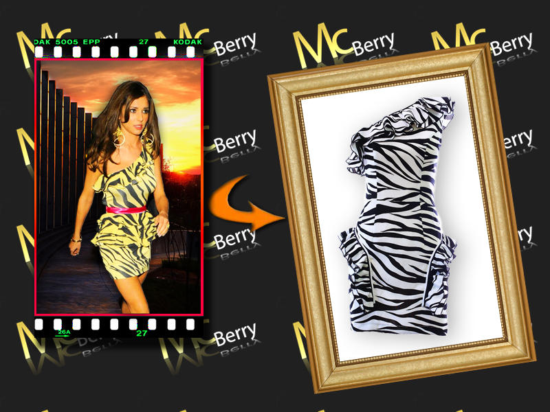 Zebra One Shoulder Frilled Mini Dress