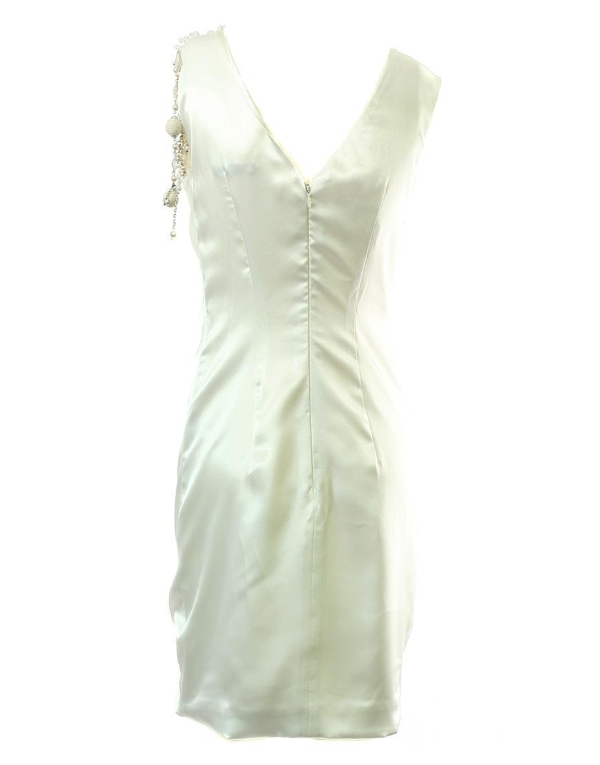 Drape embellished bodice side jewelled dress in Ivory