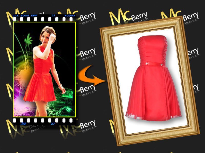 Chiffon bustier pleated dress