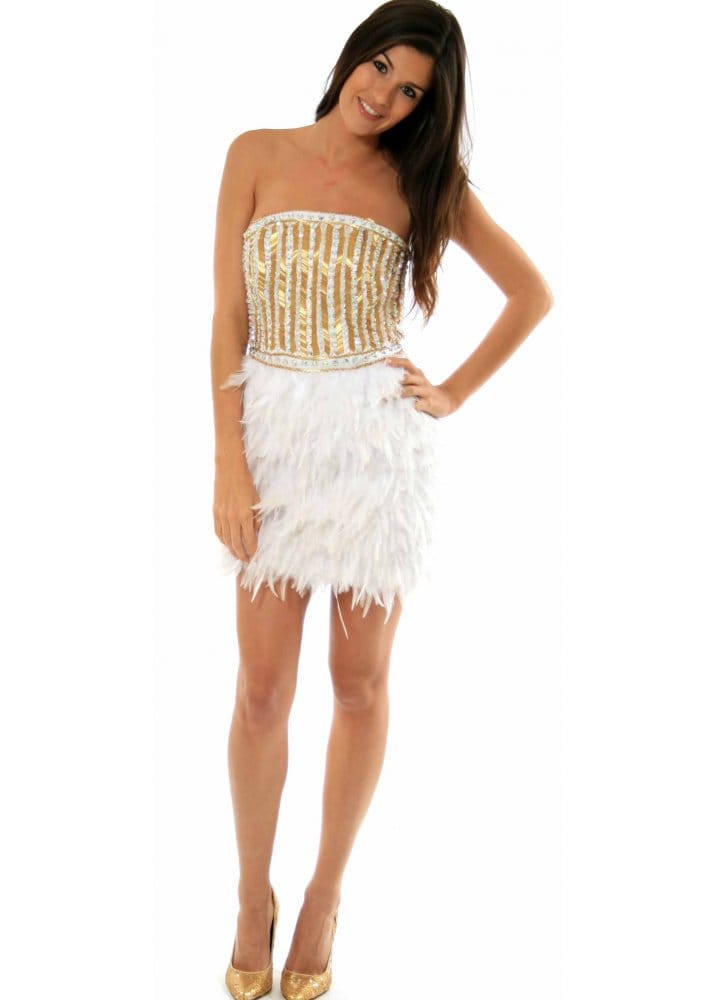 Crystal embellished feather dress