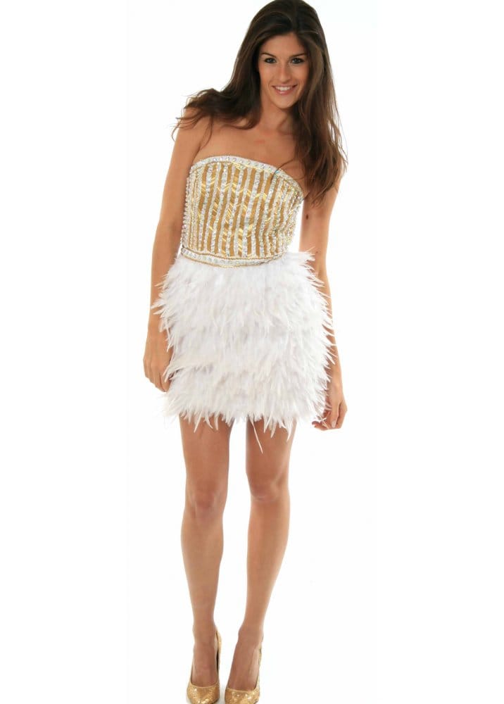 Crystal embellished feather dress