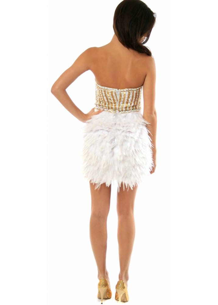 Crystal embellished feather dress