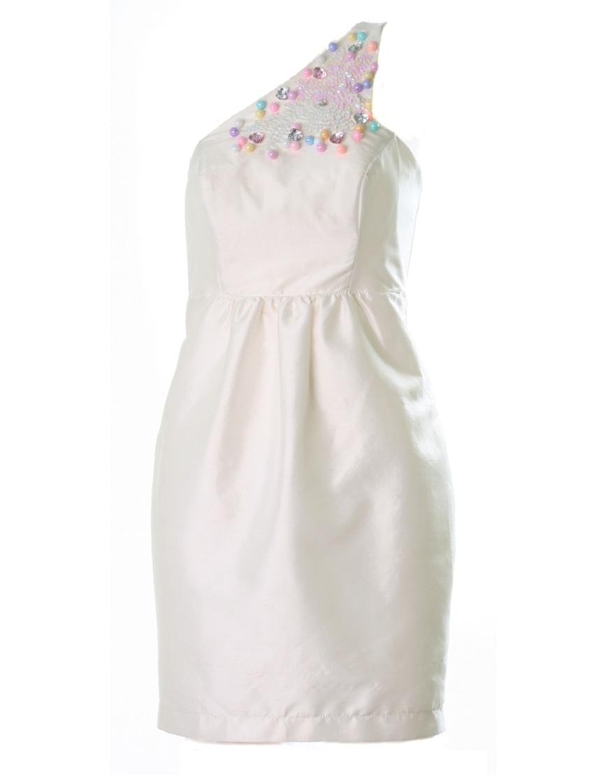 Silk beads embellished mini dress