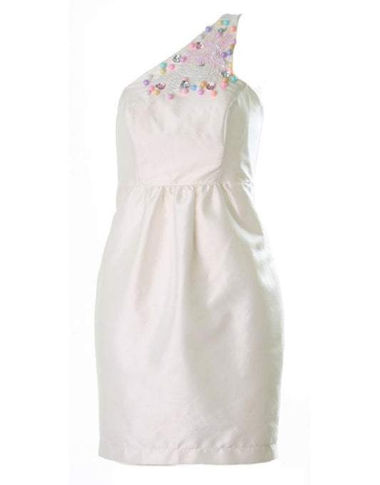 Silk beads embellished mini dress