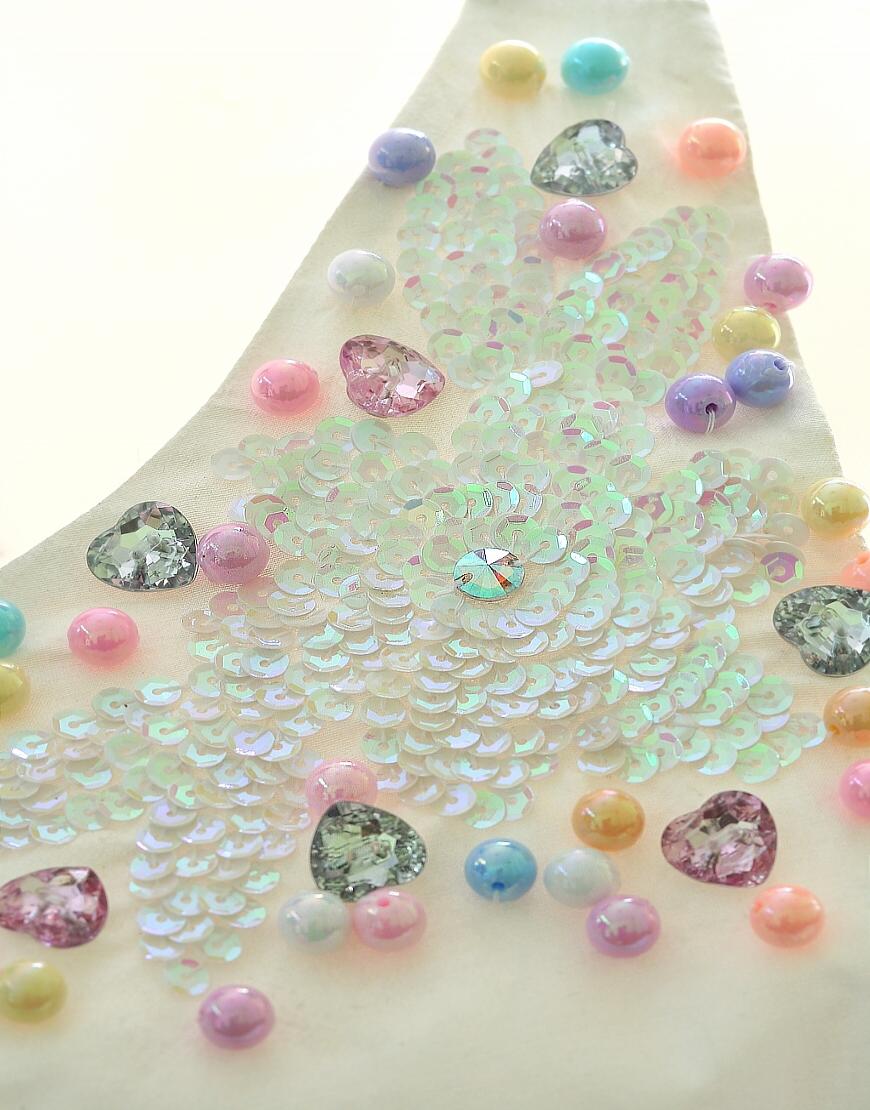 Silk beads embellished mini dress