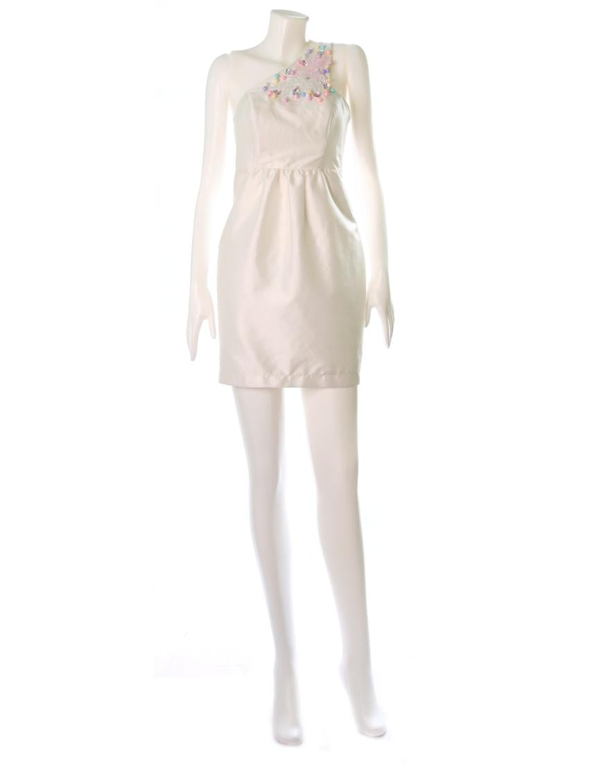 Silk beads embellished mini dress