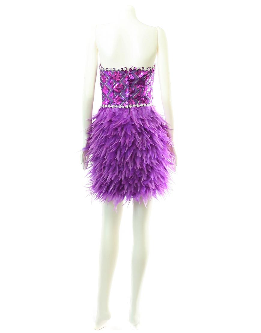 Embellished bodice & jewelled-waist feather dress