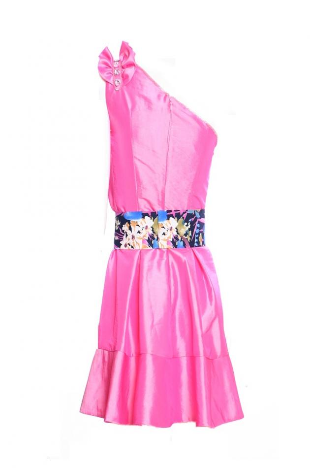 One Shoulder Embellished & Frilled Dress
