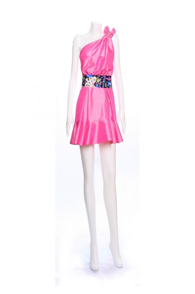 One Shoulder Embellished & Frilled Dress