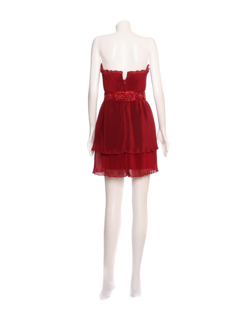 Pleat-layer embellished dress