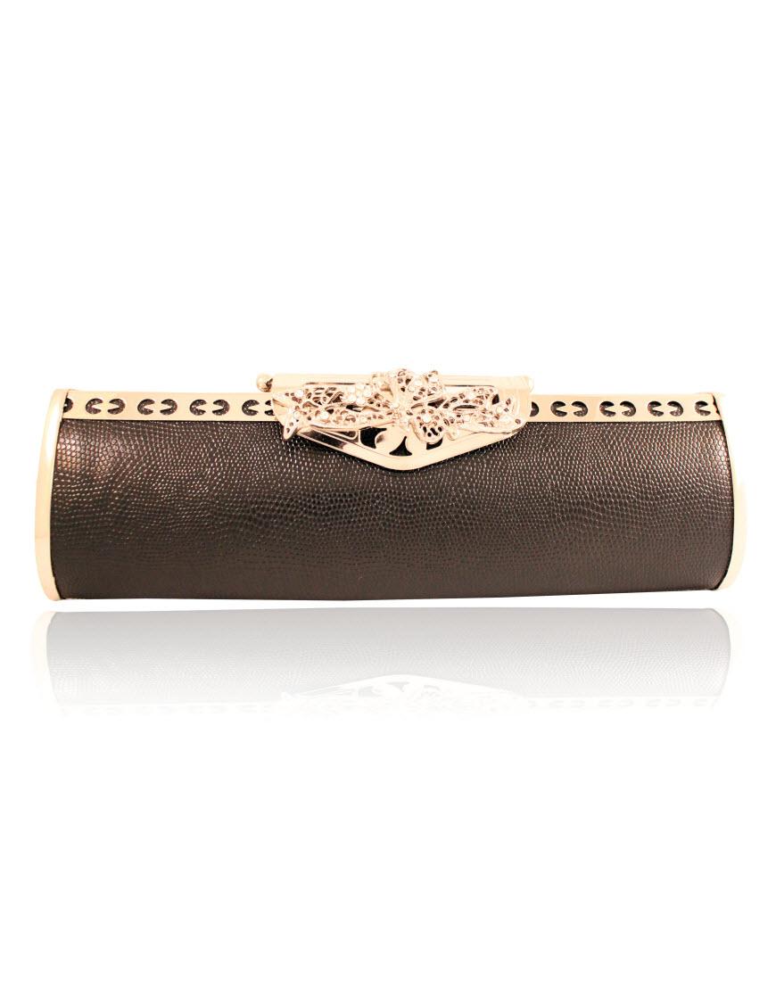 Jewelled clutch in black