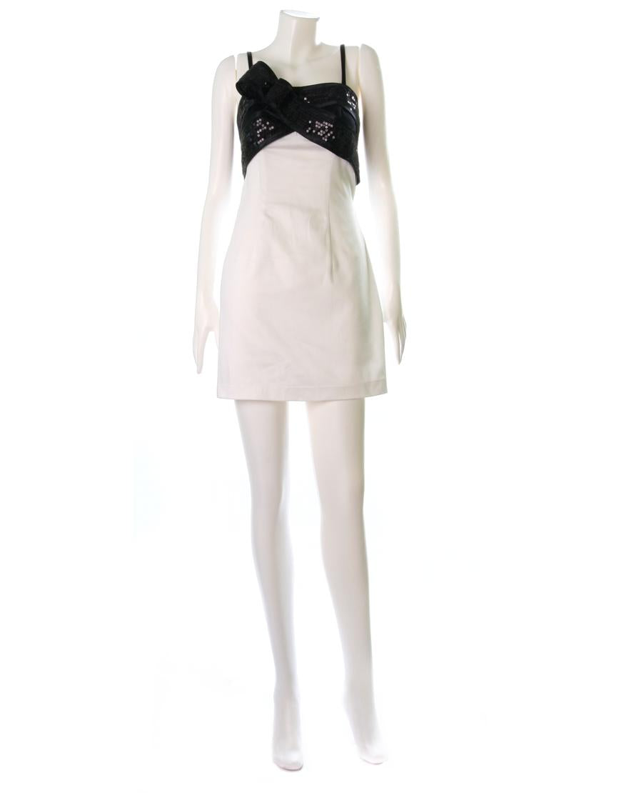 Sequin wrap over detail contrast dress