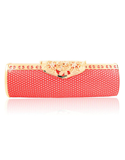 Jewelled clutch in red