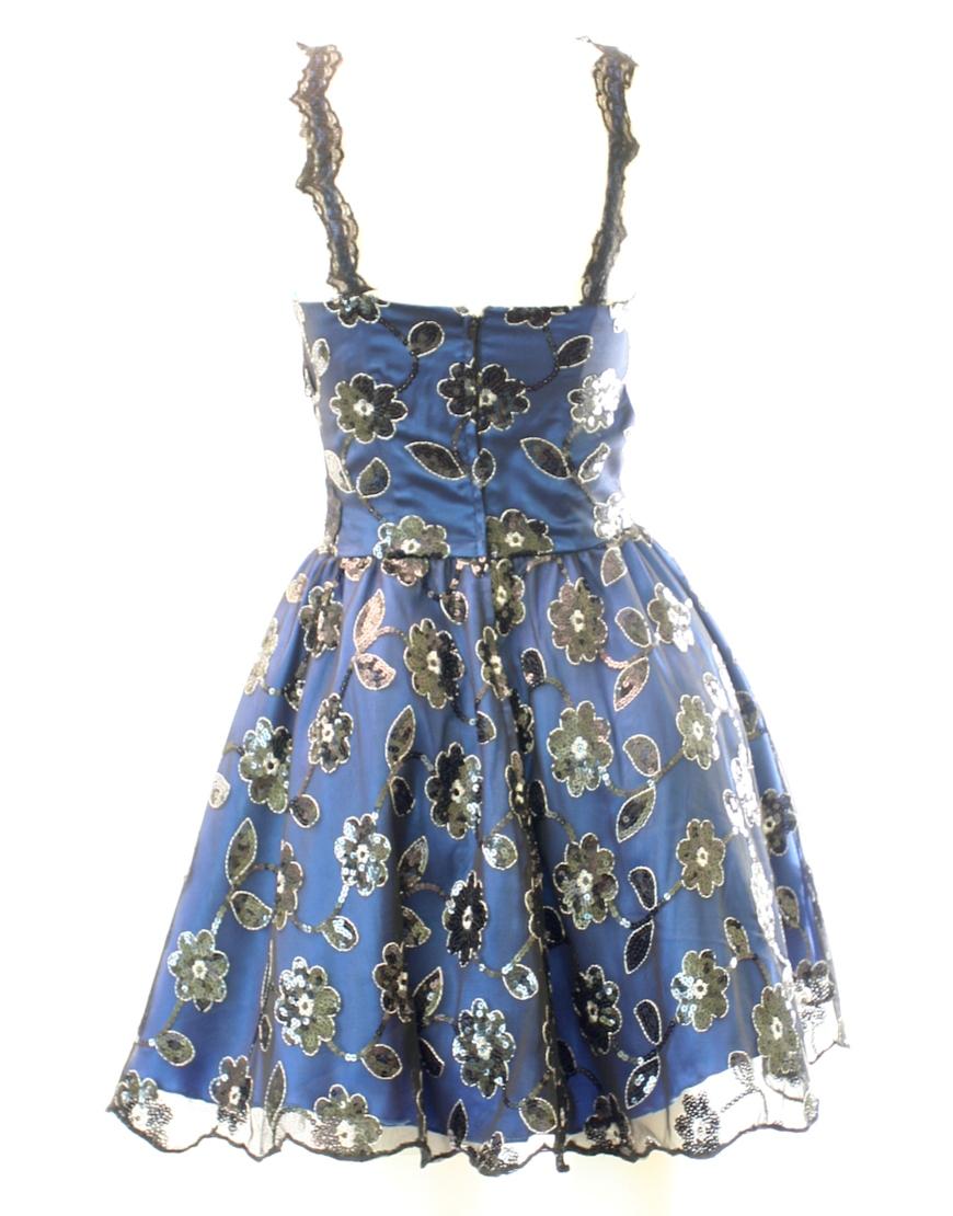 Sequin side cutout & lace trim prom dress