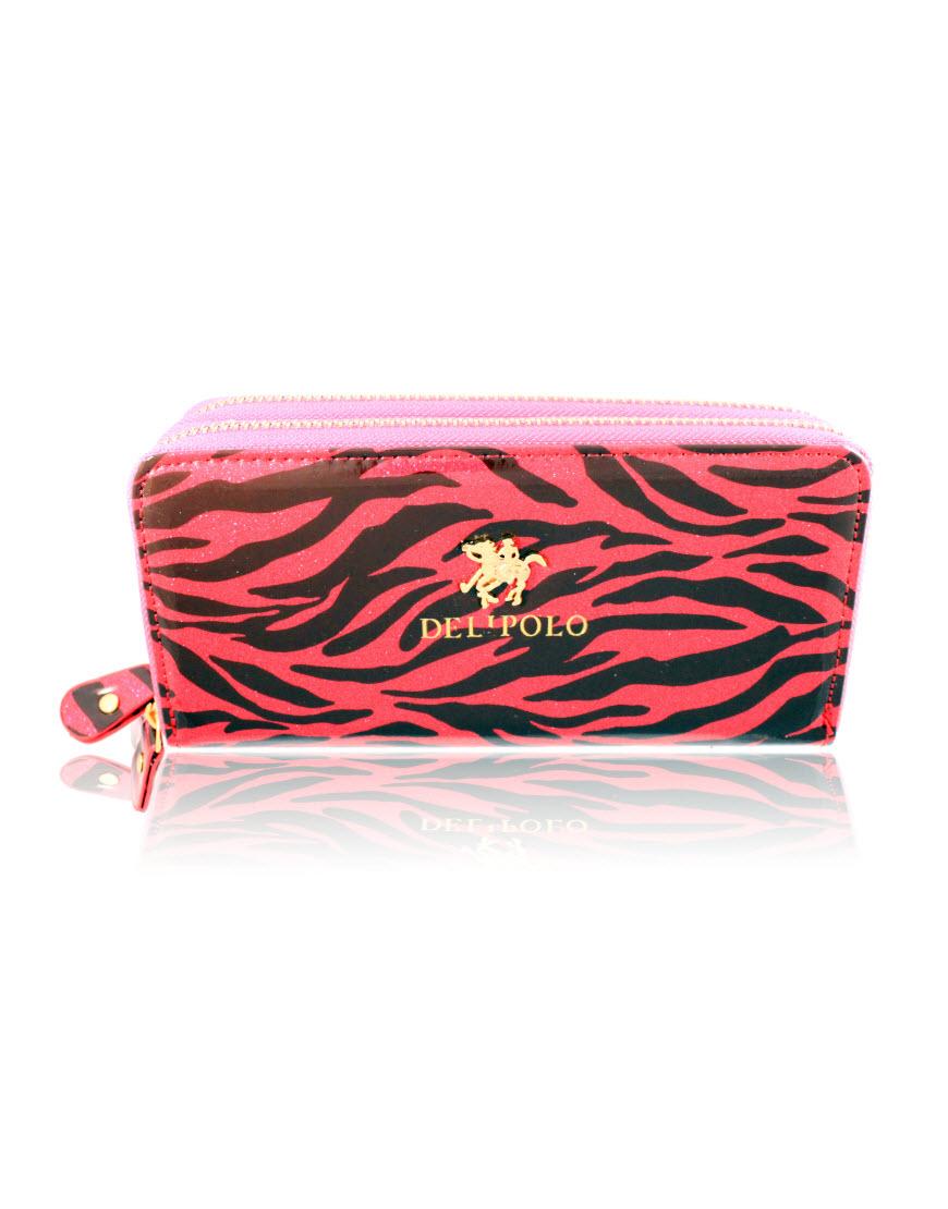 Leopard double zipper clutch in pink