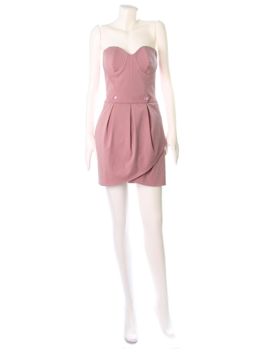 Corset wrapped over mini dress
