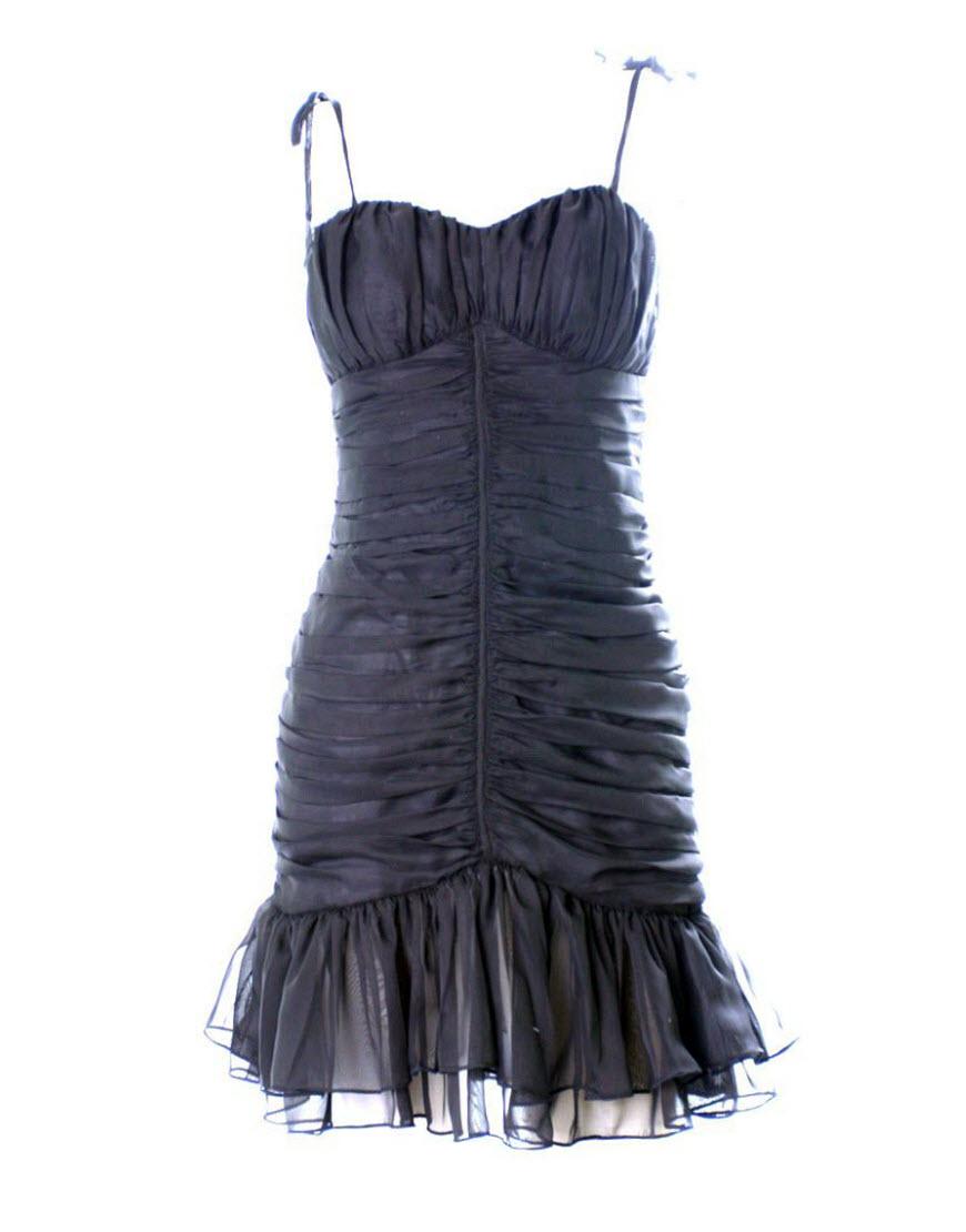 Ruched chiffon frilled hem dress