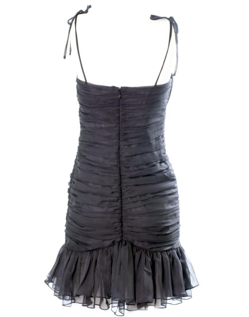 Ruched chiffon frilled hem dress