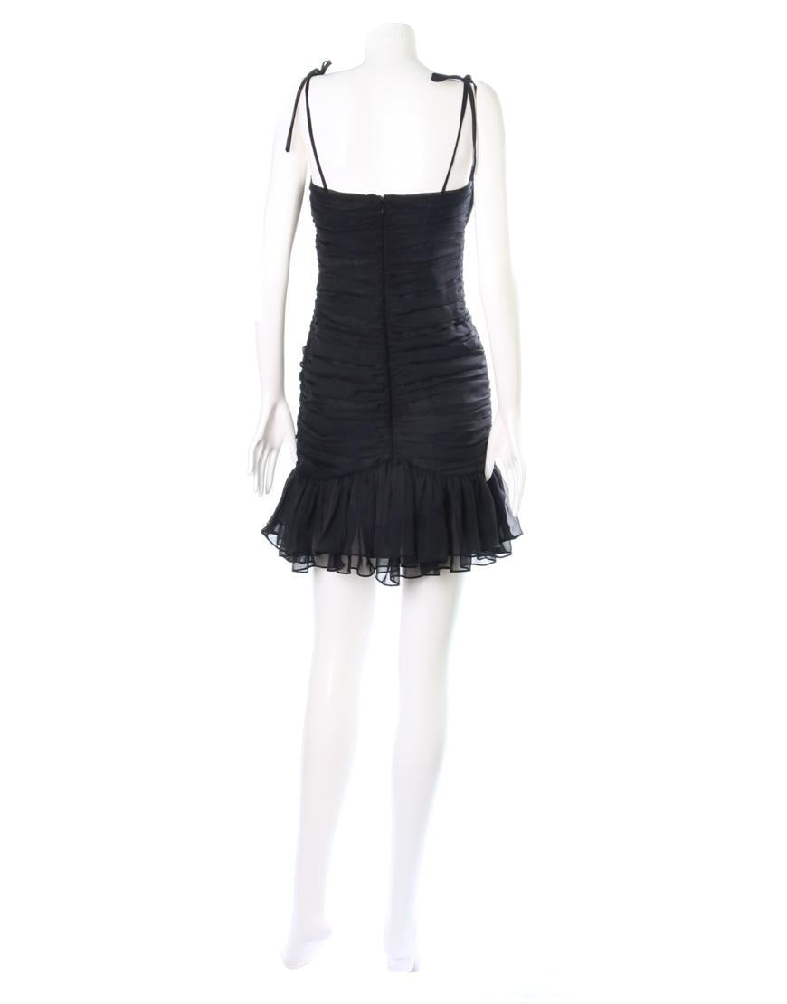 Ruched chiffon frilled hem dress