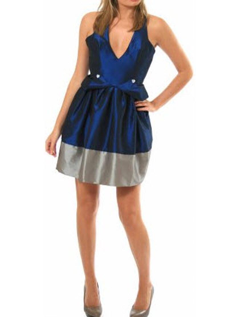 V-Neck Sleeveless mini Dress in light blue