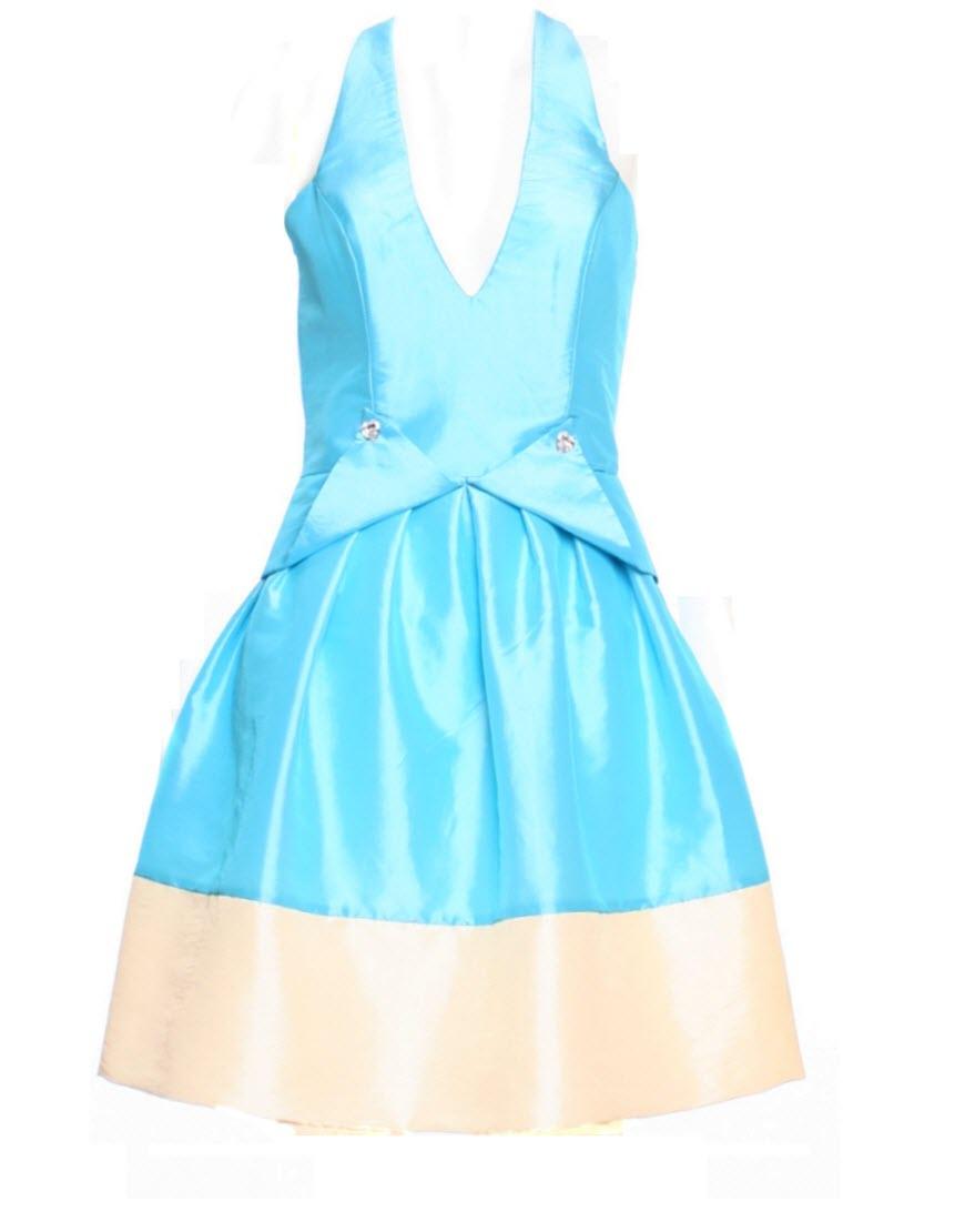 V-Neck Sleeveless mini Dress in light blue