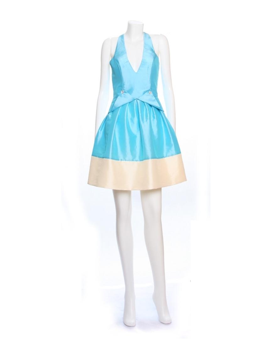 V-Neck Sleeveless mini Dress in light blue