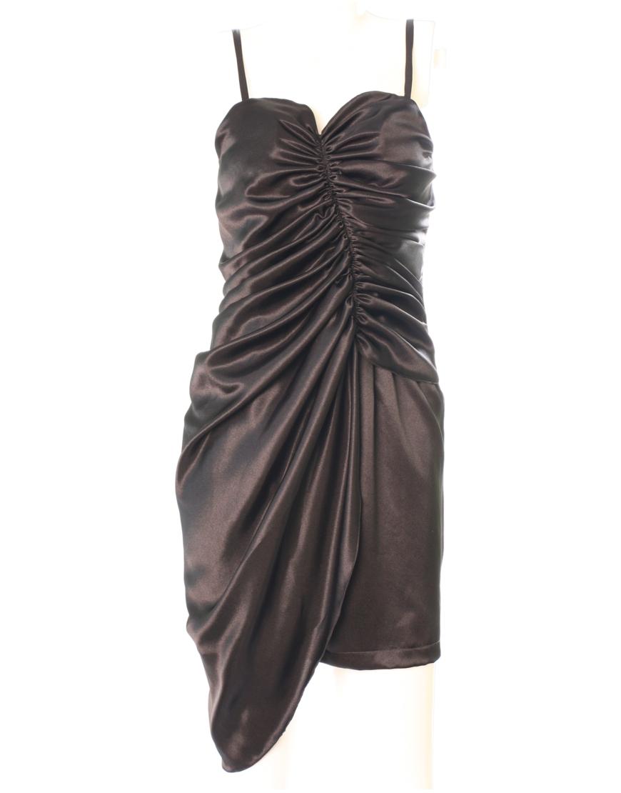 Assymetric ruched dress in black