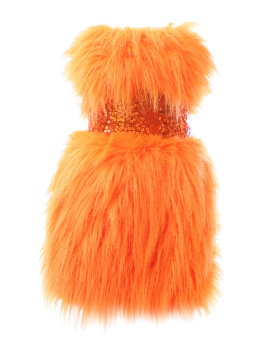 Strapless fur cocktail dress