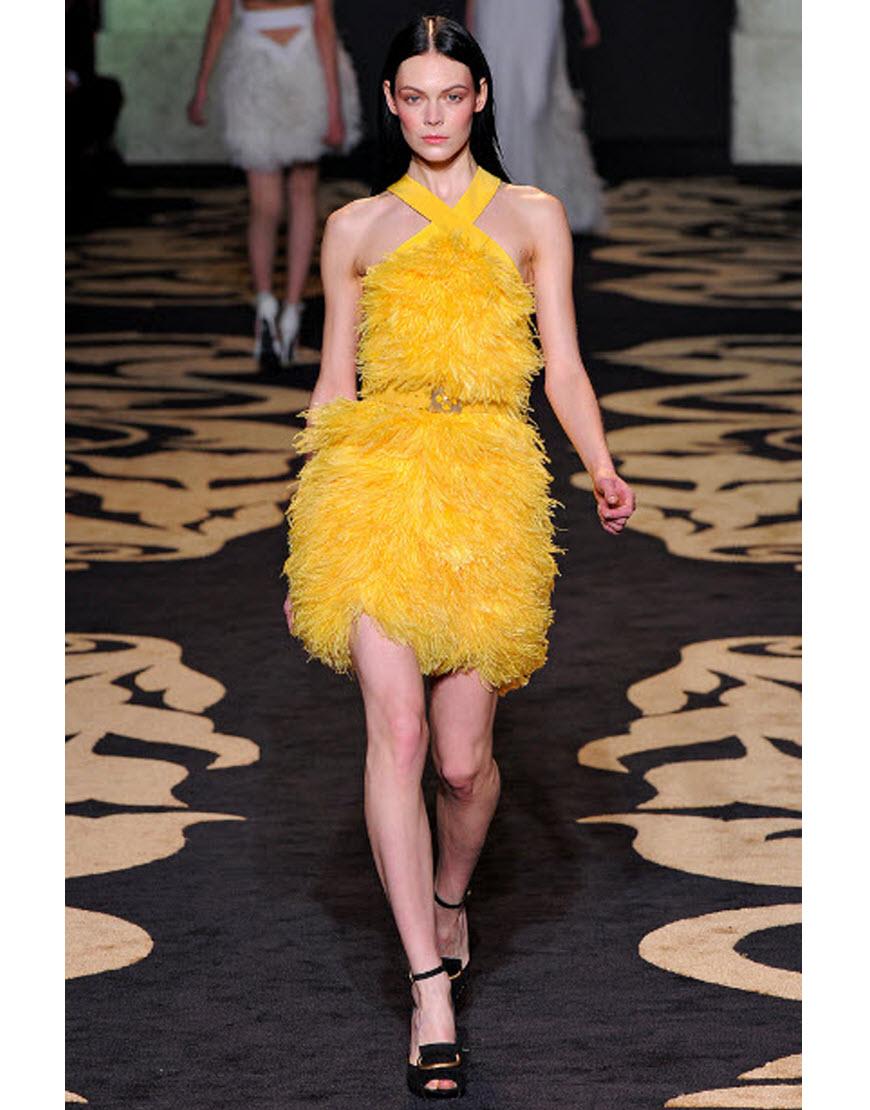 Strapless fur cocktail dress