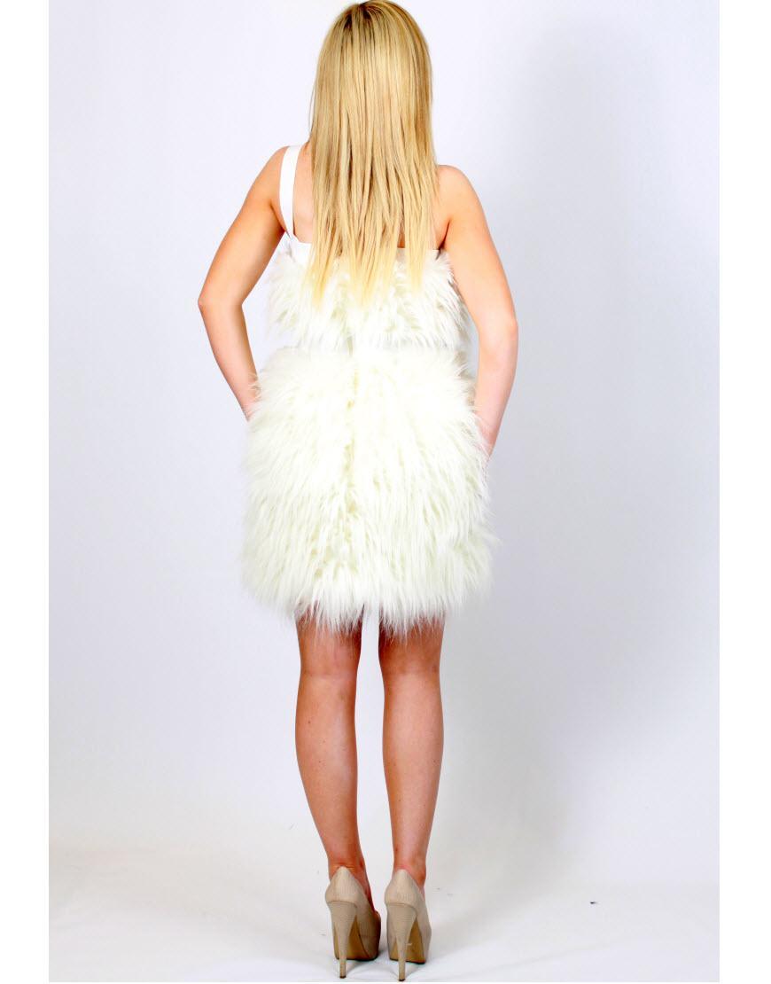 One shoulder leather strap Fur in ivory