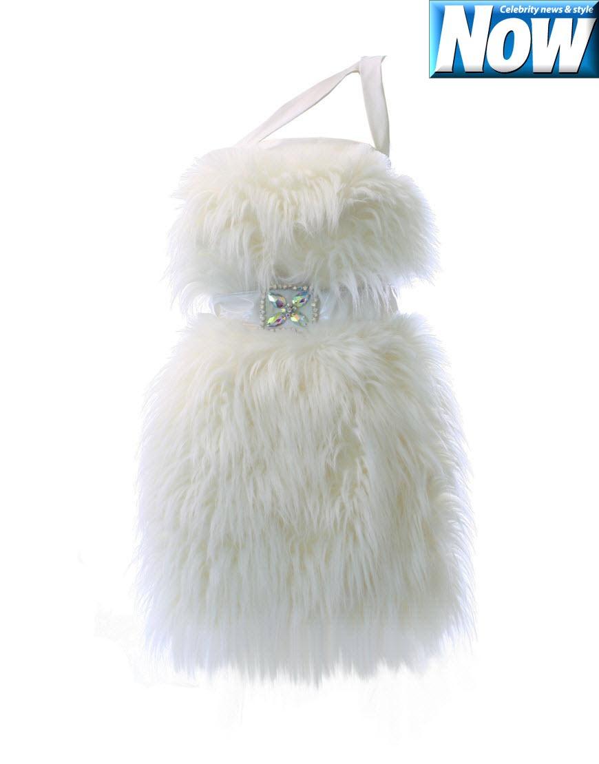 One shoulder leather strap Fur in ivory