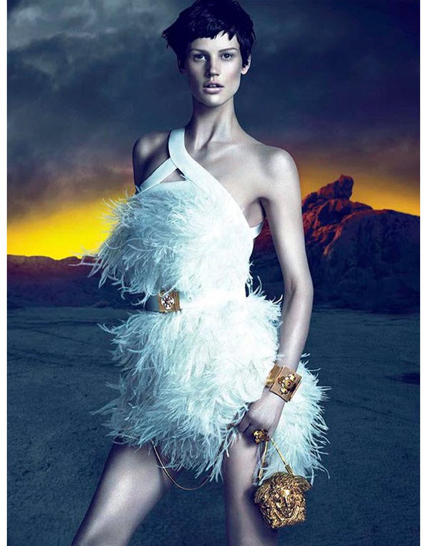 One shoulder leather strap Fur in ivory