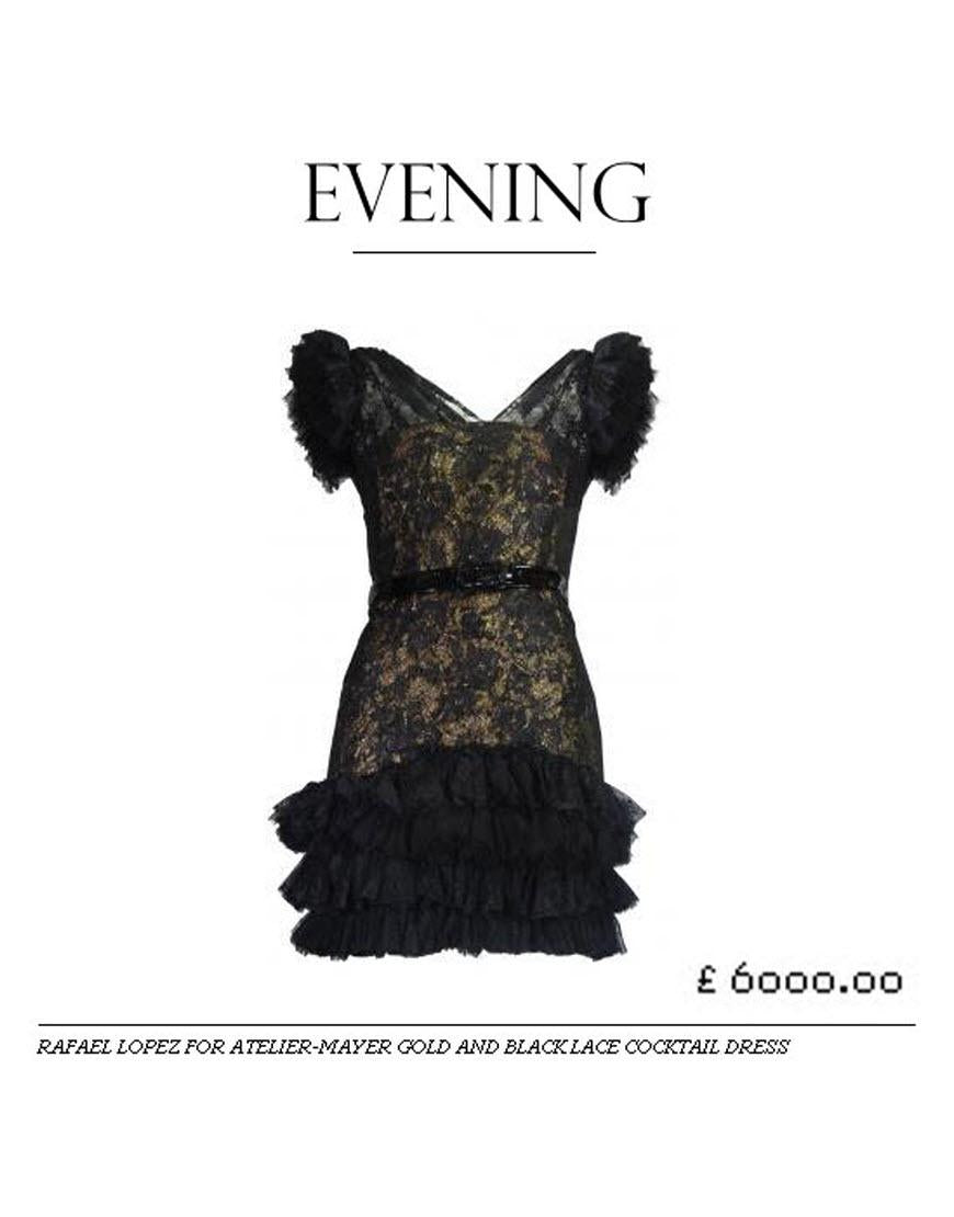 Emma Watson gold lace & feather detail dress