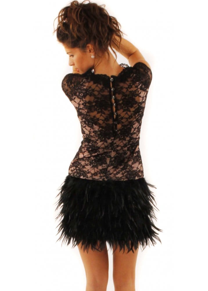 Emma Watson style lace feather dress