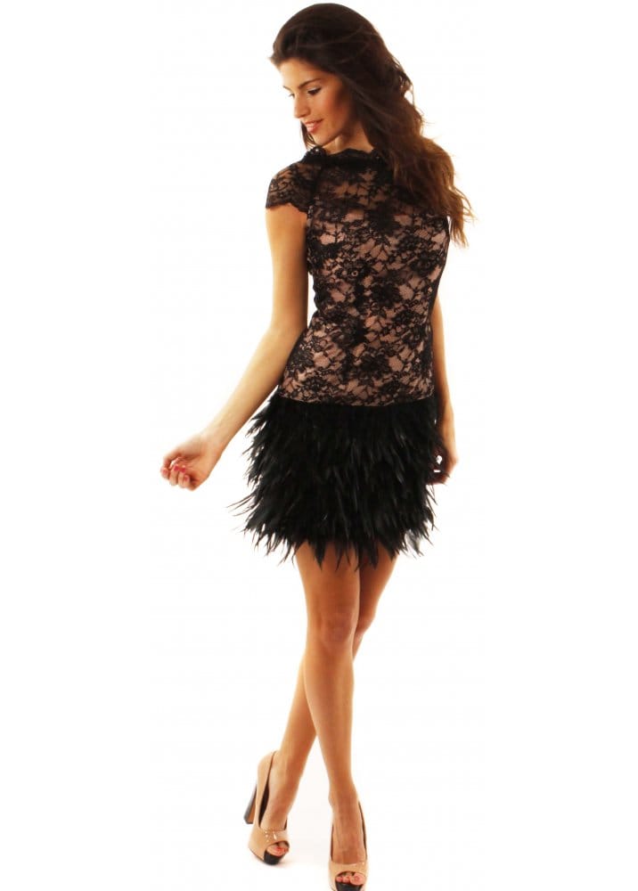 Emma Watson style lace feather dress