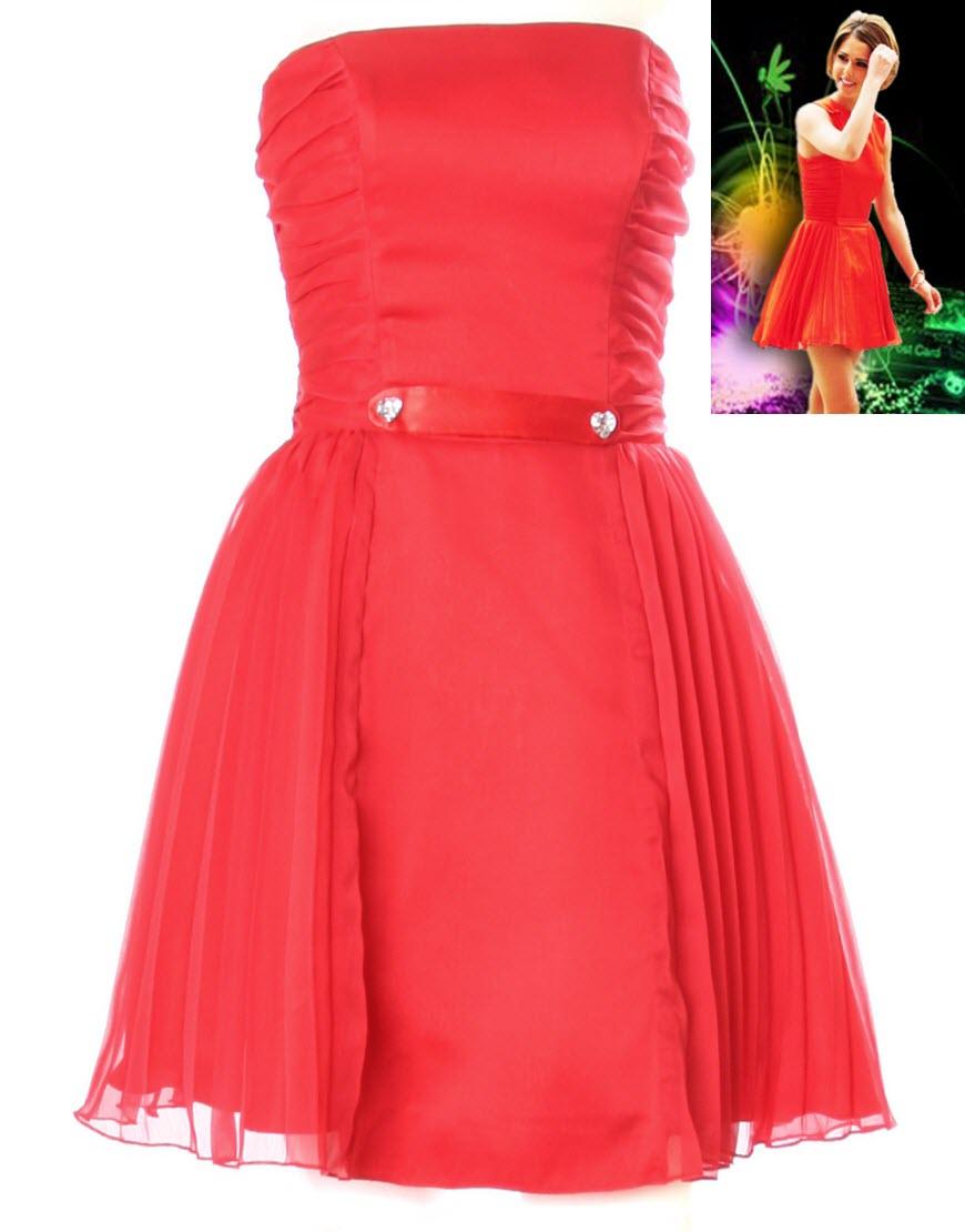 Chiffon bustier pleated dress