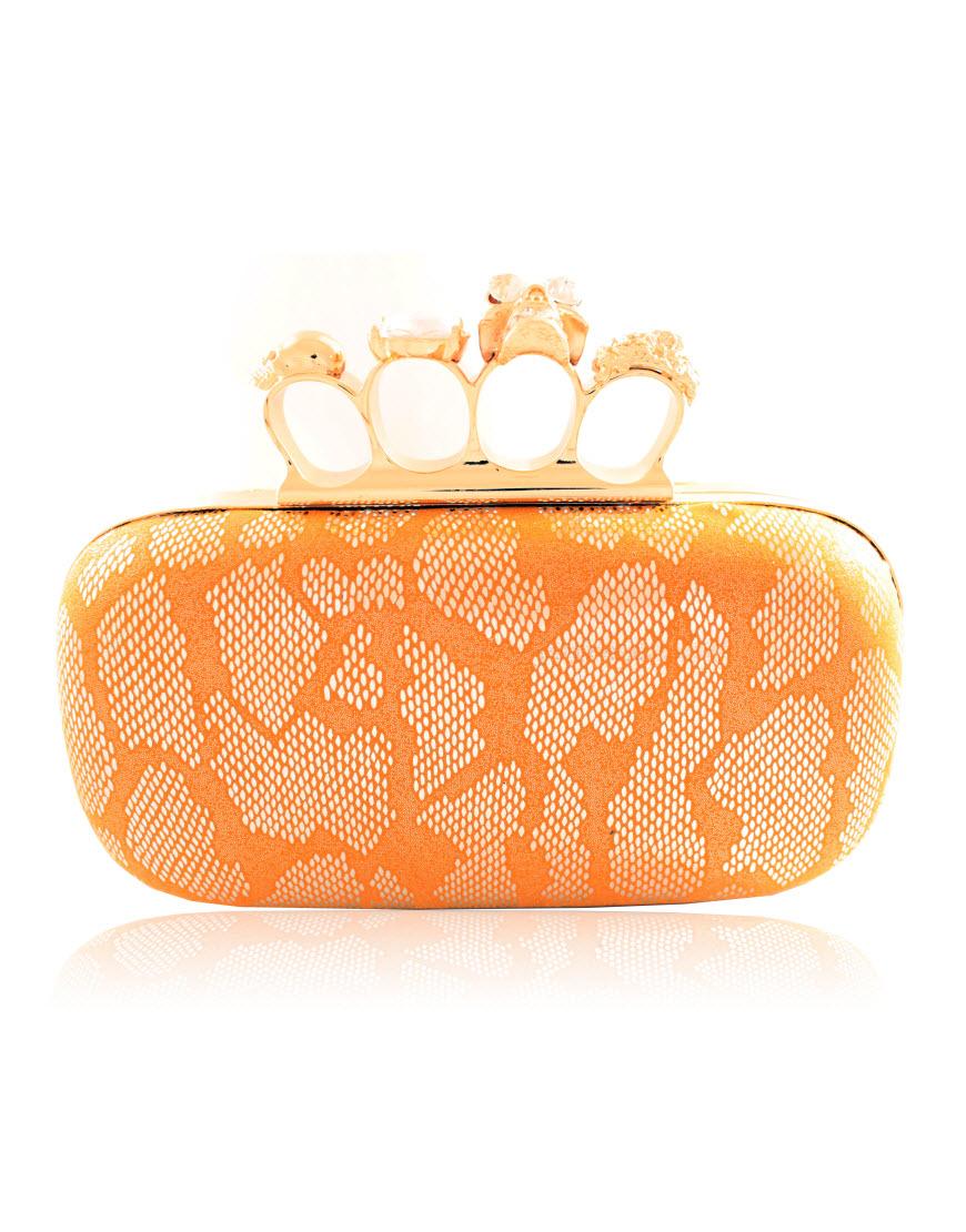 ALEXANDER MCQUEEN Style knuckle box clutch in gold