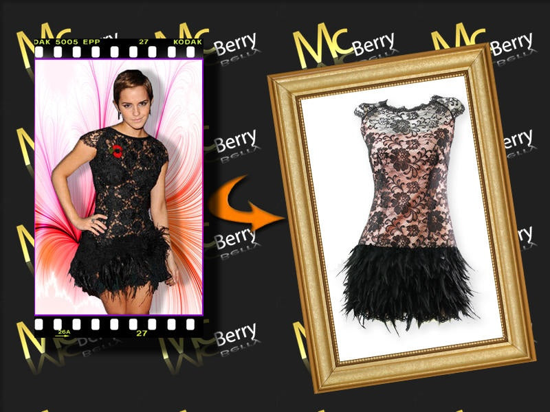 Emma Watson style lace feather dress