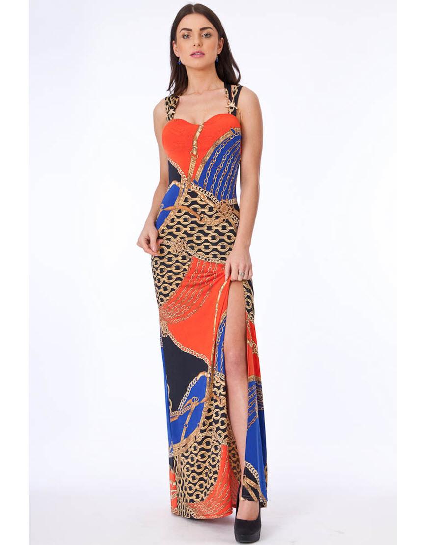 Chain Print Maxi Dress