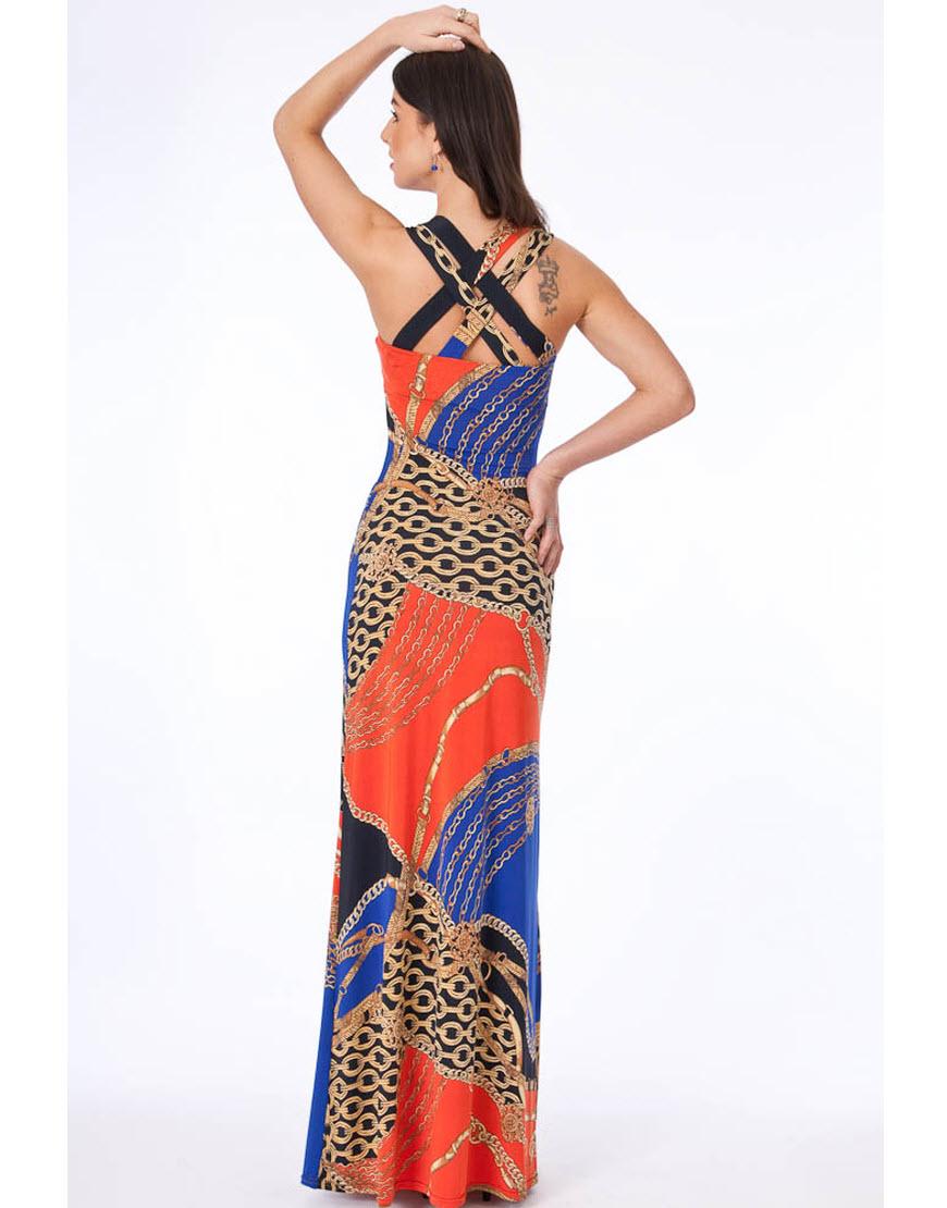 Chain Print Maxi Dress