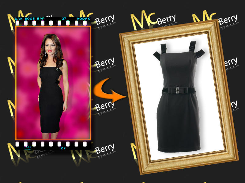Bow-embellished waist mini dress in black