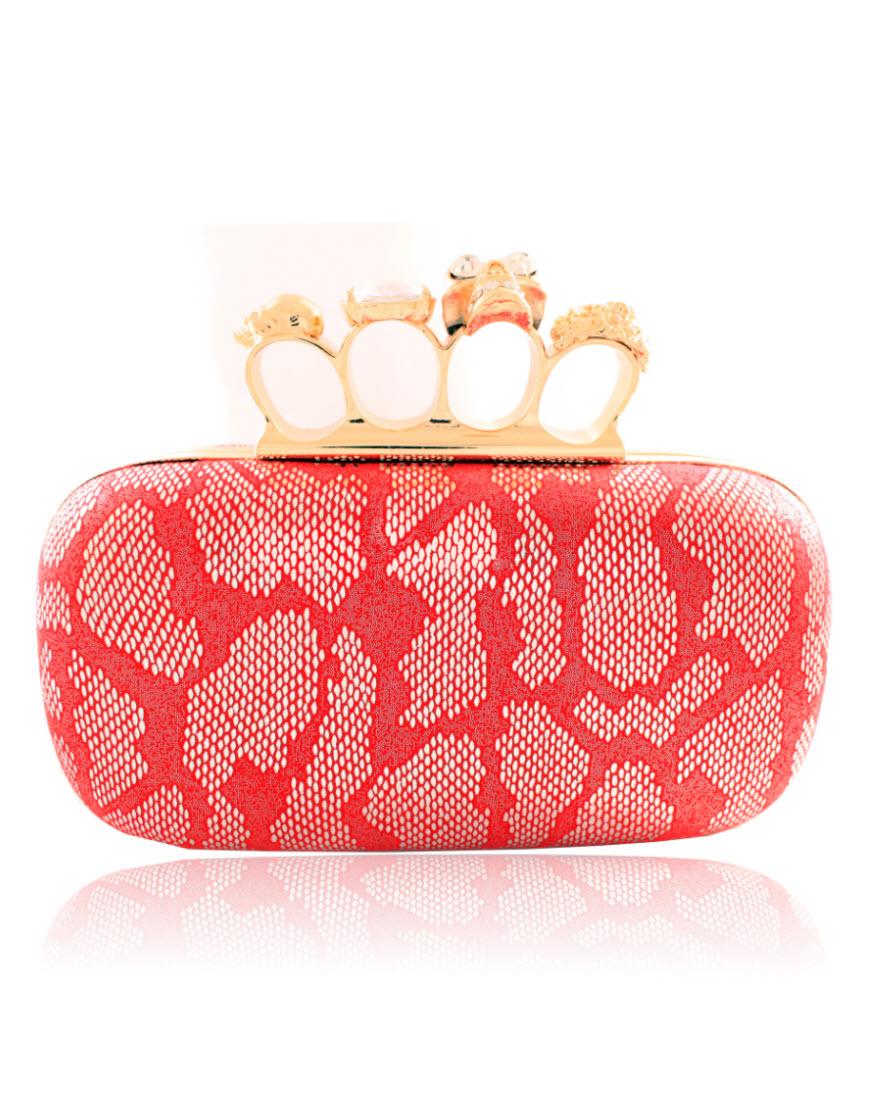 ALEXANDER MCQUEEN Style knuckle box clutch in red