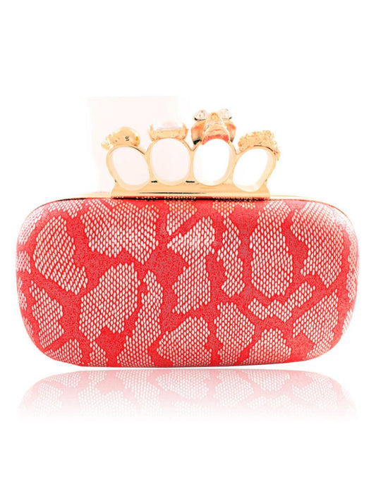 ALEXANDER MCQUEEN Style knuckle box clutch in red