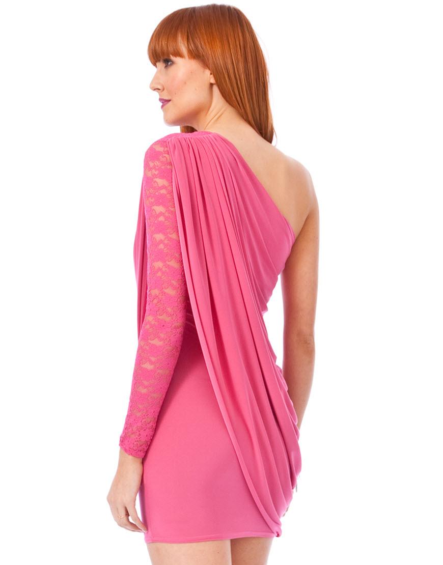 One shoulder drape lace detailed dress style Kate Beckinsale