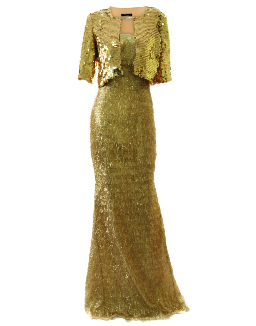 Metallic gold gown dress style Oscar De La Renta