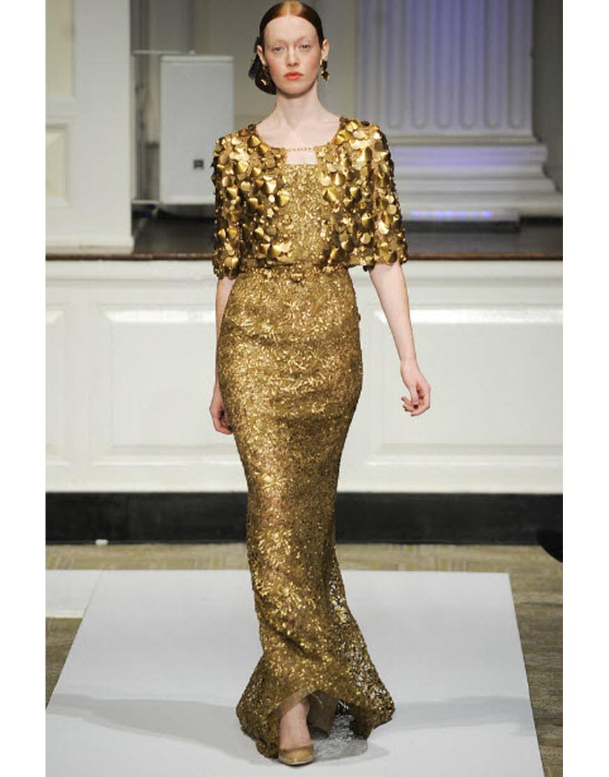 Metallic gold gown dress style Oscar De La Renta