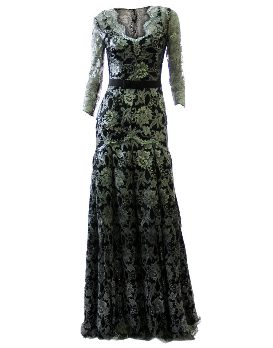 Metallic lace overlaid black gown style Kate Middleton